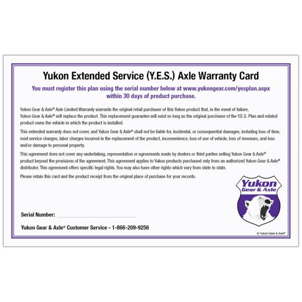 Yukon Extended Service (YES) Plan Warranty for Yukon Axle Shafts