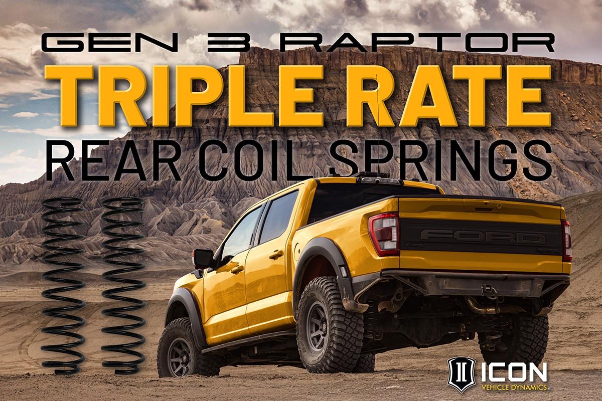 New Product Announcement: ICON Triple Rate rear coil springs for 2021-2024 Ford F-150 Raptor 